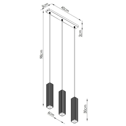 Sollux Lighting Hanglamp RAYO 3L rood - 45x6x98cm