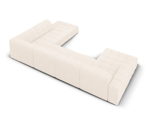 Cosmopolitan Design Panoramische hoekbank rechts Chicago 7-zits, chenille lichtbeige - 263x375x78cm