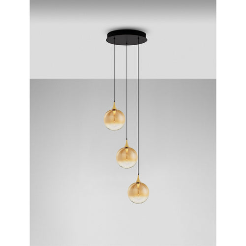 Nova Luce ORENDA Hanglamp met clusterdesign, champagnekleur, messinggoud, matzwart, Triac dimbare LED 15W 750lm 3000K