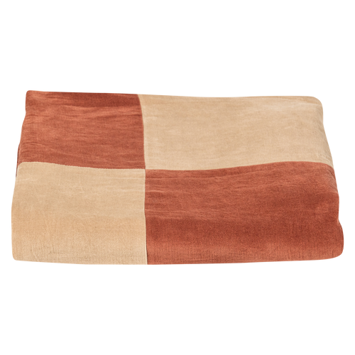 WOOOD kleed Zena - Velvet - Roestbruin/Beige - 1x170x130