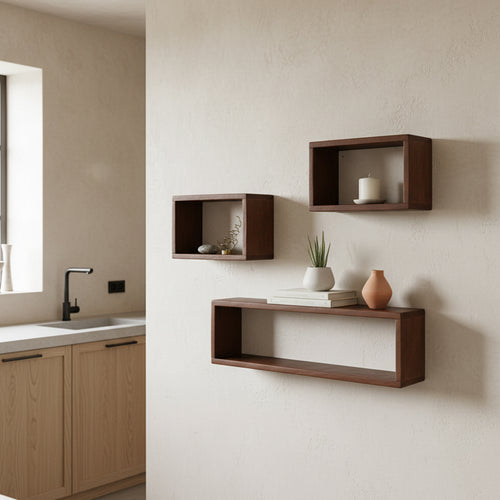 Raw Materials open wandplank - FSC-gerecycled hout - 12x15x22 cm