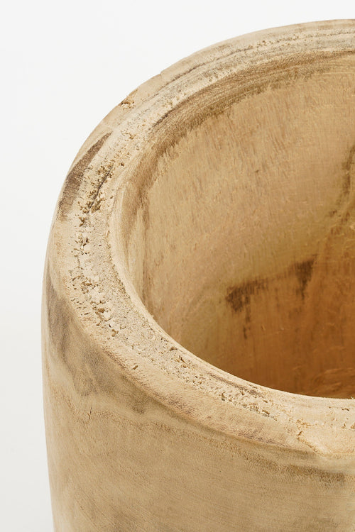 Mica Decorations Pia Bloempot - H24 x Ø24 cm - Paulowniahout - Lichtbruin