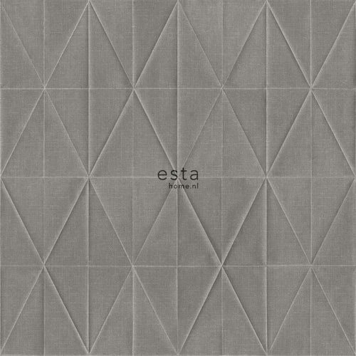 ESTAhome behang origami motief donkergrijs - 53 cm x 10.05 m - 148710