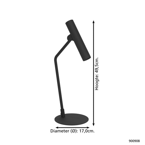 EGLO tafellamp Almudaina - led - 49,5 cm - zwart - staal - vtwonen shop