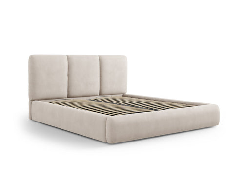 Cosmopolitan Design Opbergbed met hoofdeinde Nicolas 140x200cm, chenille, beige - 220x160x100cm
