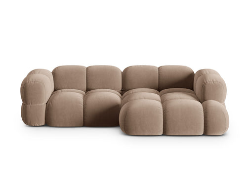 Cosmopolitan Design rechter hoekbank Loretto 3-zits, flueel donkerbeige - 147x250x68cm