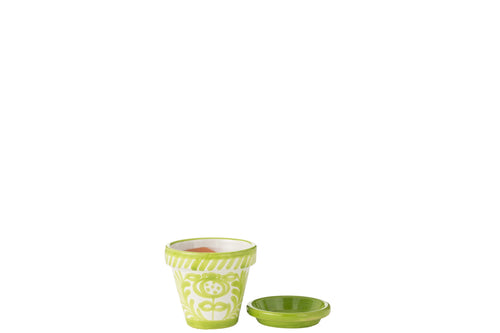 J-Line bloempot Granada Handmade + Painted - keramiek - groen - extra small - Ø 17 cm