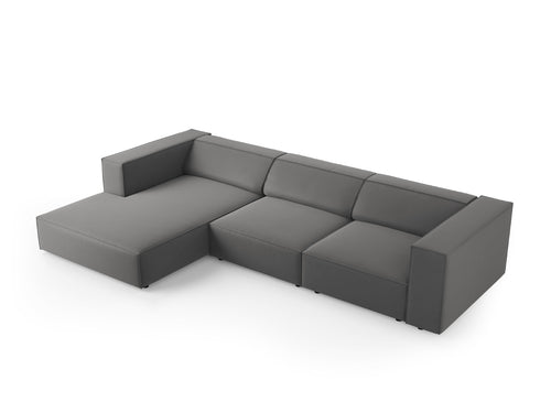 Cosmopolitan Design linker hoekbank Arendal 4-zits, flueel, cement - 166x284x70cm