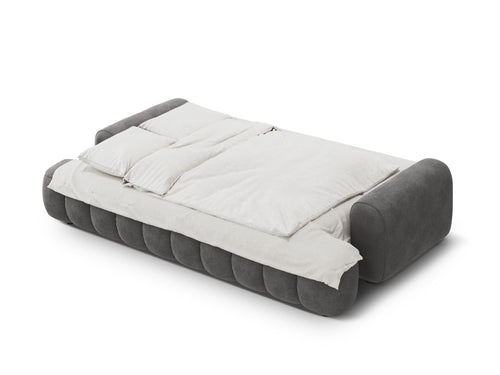 Cosmopolitan Design Slaapbank met opbergdoos Linz 4-zits, flueel grijs - 100x250x84cm