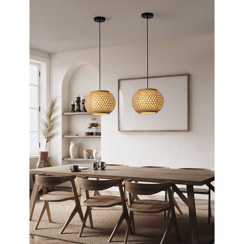 Nova Luce ASMA Hanglamp met draadframe van 30 cm, zandkleurig zwart, E27 fitting, 1x12W