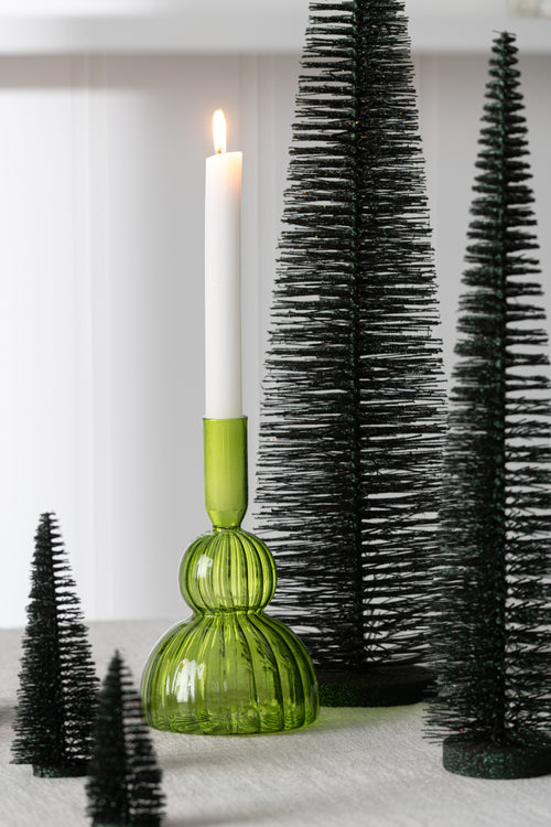 J-Line decoratie Kerstboom Glitter - kunststof - donkergroen - small