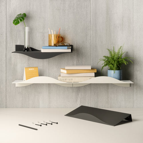 Umbra wandplanken, set van 2, Surf - 30 x 46 x 8 cm - Zwart