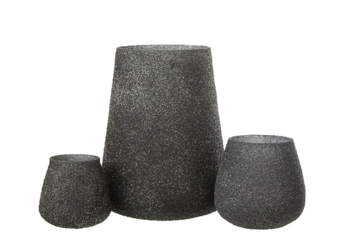 J-Line windlicht Glitter - glas - paars - large