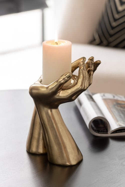 J-Line kandelaar Handen - polyresin - goud