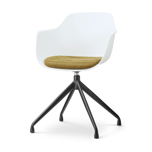 Nolon Nola-Liz draaibare eetkamerstoel wit met mosgroen zitkussen - zwart onderstel