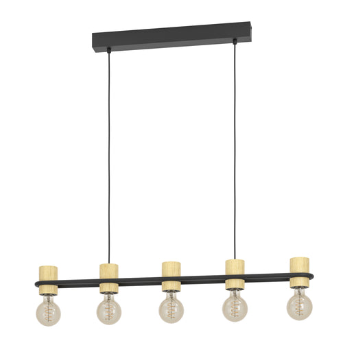 EGLO hanglamp Chieveley - e27 - 88,5 cm - zwart/bruin - vtwonen shop