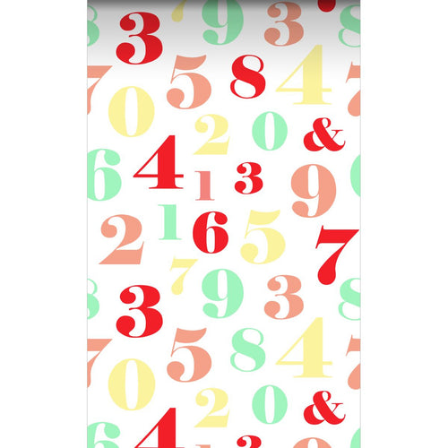 ESTAhome XXL behang cijfers rood, geel, groen en roze - 50 x 900 cm - 158714 - vtwonen shop