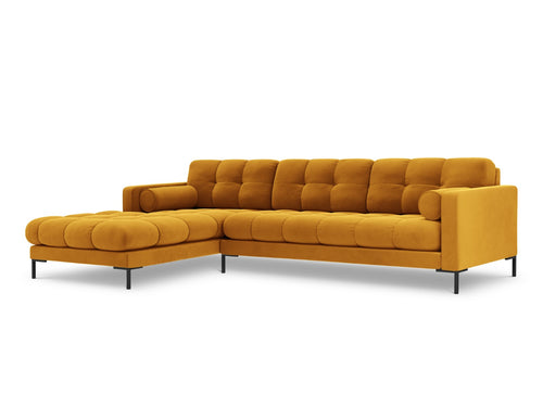 Cosmopolitan Design linker hoekbank Bali 5-zits, flueel, geel - 185x293x75cm
