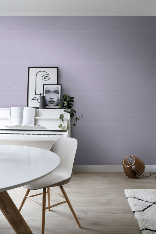 ESTAhome behang grafische lijnen lila paars - 53 cm x 10.05 m - 139574