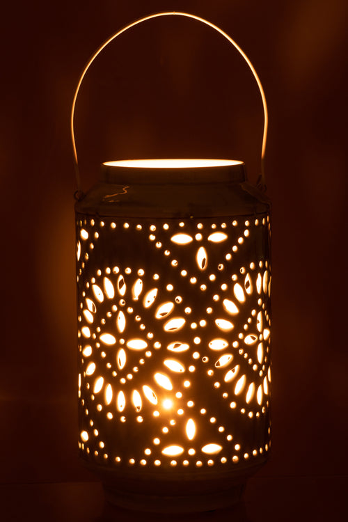 J-Line lantaarn Hoog Geperforeerd - ijzer - blauw - vtwonen shop