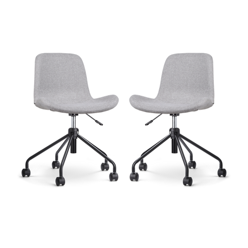 Nolon Nout-Fé Bureaustoelen Set van 2 - Lichtgrijs - Zwart Onderstel