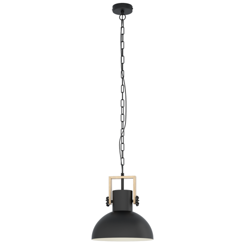 EGLO hanglamp Lubenham - 1 lichts - ø30cm. - e27 - zwart/hout - vtwonen shop