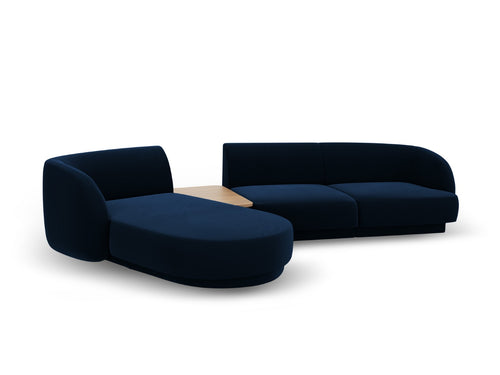 Micadoni linker modulaire bank Miley 3-zits, flueel, koningsblauw - 178x303x70cm
