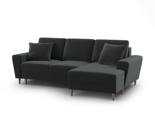 Cosmopolitan Design Converteerbare hoekbank rechts met opbergdoos Kyoto 4-zits, flueel donkergrijs - 145x241x88cm