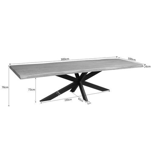 Starfurn Eettafel Dakota - Boomstam Naturel Hout - 300x100x76cm