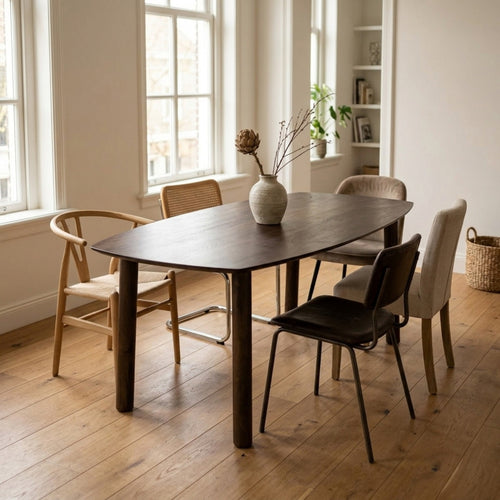 Giga Meubel Eettafel Leone - Deens Ovaal - Donkerbruin Hout - 200x100x76cm