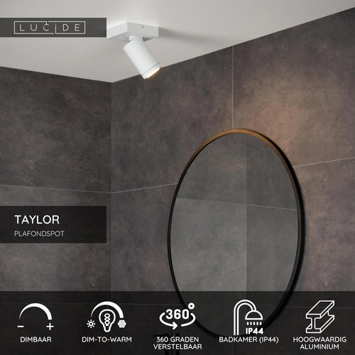 Lucide plafondspot badkamer TAYLOR - 1xGU10 - Wit