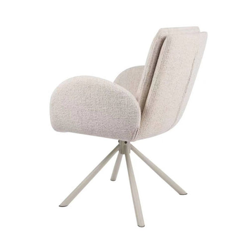 Giga Meubel Eetkamerstoel Tina Beige – Draaibaar – Met Armleuning – Stof en Metaal - Set van 2