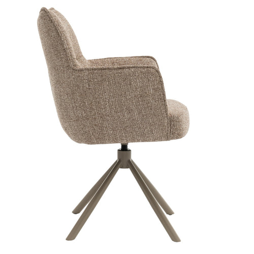 DÉJA Living Eetkamerstoel Zayn - Taupe/Taupe - Draaibaar - Set van 2 - vtwonen shop