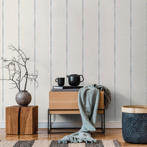 Sanders & Sanders behang geschilderde strepen blauw en wit - 53 cm x 10,05 m - 640766