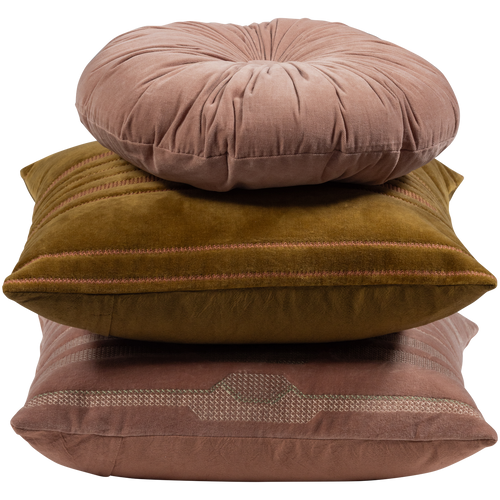 WOOOD kussens Feis - Velvet stof - Roze/Naturel - Set Van 3 - vtwonen shop