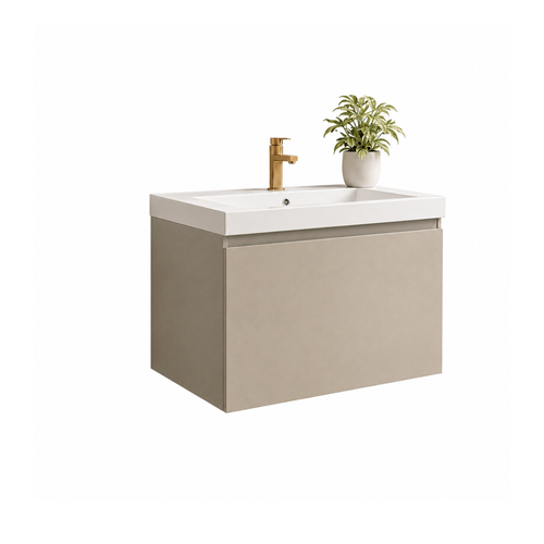 LOMAZOO badkamermeubel Modena - zwevend - wit - greige - 60 cm