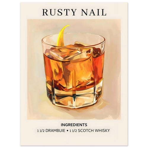 Artfulprints  Rusty Nail cocktail - Ingredients   poster 30x40 cm