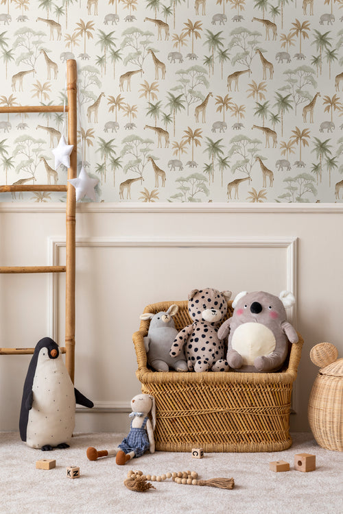 Borastapeter behang jungle dieren warm beige - 53 cm x 10.05 m - 660623 - vtwonen shop