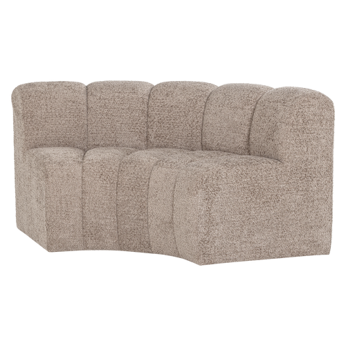 WOOOD eetbank halfronde hoek rugleuning Mojo - Wollig - Donkerzand - 83x152x74