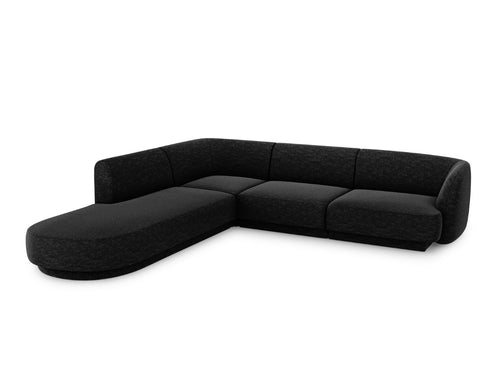 Micadoni linker hoekbank Miley 6-zits, chenille, zwart - 248x255x70cm