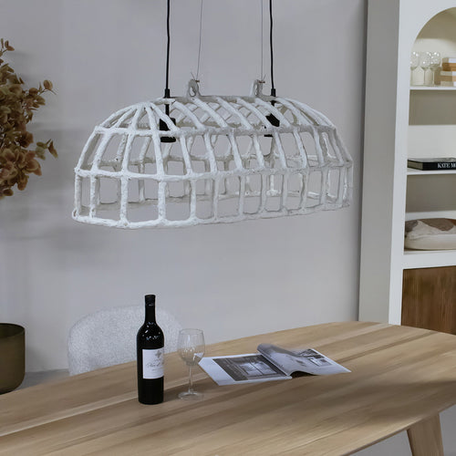 Giga Meubel Hanglamp Insa - Wit - Papier-Maché - 90cm - vtwonen shop