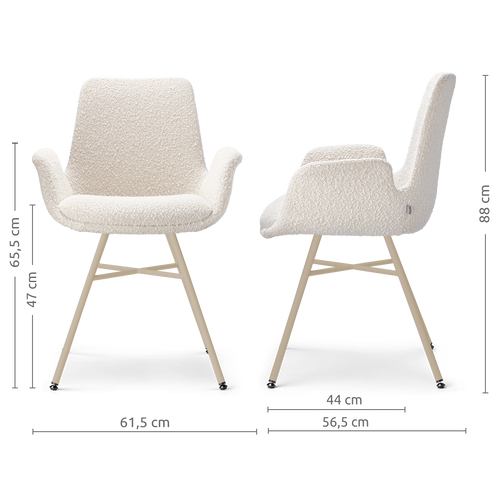 Nolon Noa-Eef eetkamerstoel bouclé beige - beige onderstel