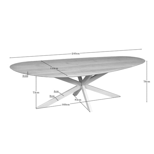 Starfurn Eettafel Cloud - Rechthoekig Zand/Eikenhout - 240x110x76cm