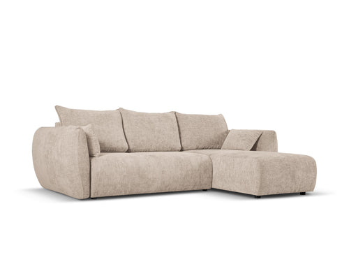 Cosmopolitan Design Converteerbare hoekbank rechts met opbergdoos Matera 4-zits, chenille, beige - 173x253x86cm