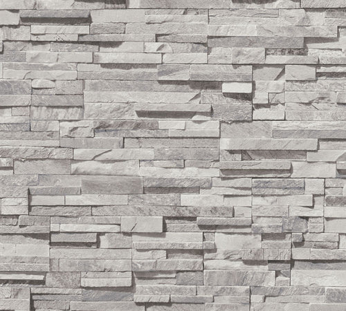 Livingwalls behang steen lichtgrijs, beige en zilver - 53 cm x 10.05 m - AS-388162 - vtwonen shop
