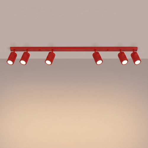 Sollux Lighting Plafondlamp KARBON 6L rood - 117x6,5x16,5cm