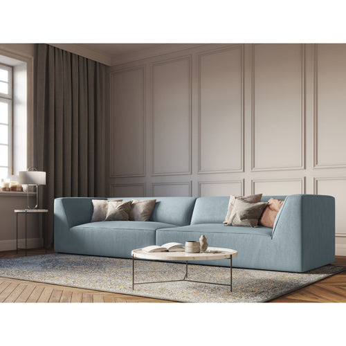 Cosmopolitan Design - Bank Siena 4-zits, ribfluwelen lichtblauw - 93x302x69cm