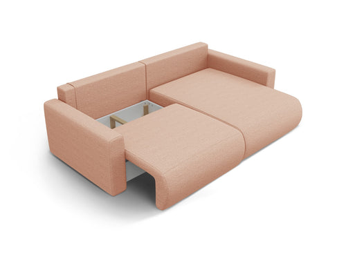Cosmopolitan Design Omkeerbare converteerbare hoekbank met opbergdoos Belfast 3-zits, structurele stof perzik - 149x240x84cm