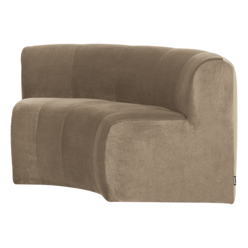 WOOOD eetbank halfronde hoek rug Mojo Base - Velvet - Khaki - 83x152x76