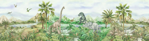 Sanders & Sanders zelfklevende behangrand dinosaurussen groen - 500 x 9.7 cm - 601307